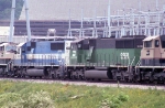 Coal train with colorful consist